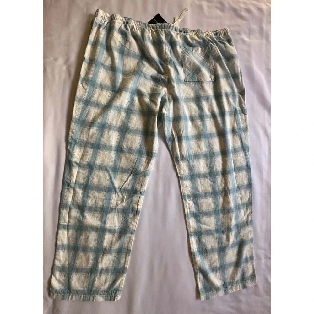 Eddie Bauer Stines Flannel Sleep Pants Porcelain Blue White Plaid Womens‎ 2XL